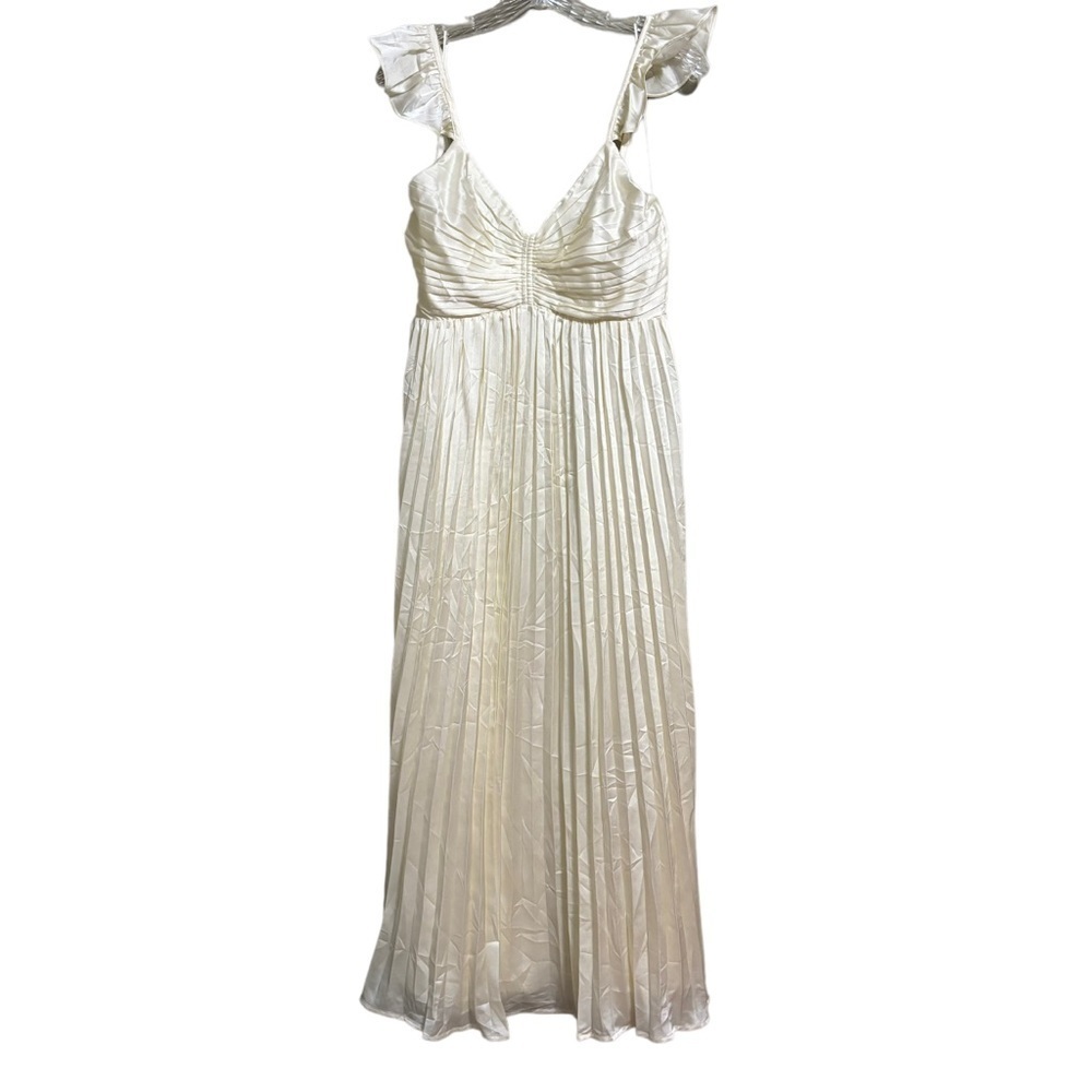 New PRETTY LITTLE SISTER SZ SM Giselle Pleated Satin Maxi Dress - Picture 5 of 9